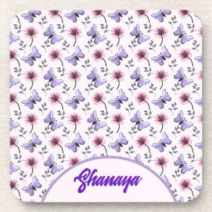Dessous-de-verre Cadeau floral papillon de printemps personnalisé