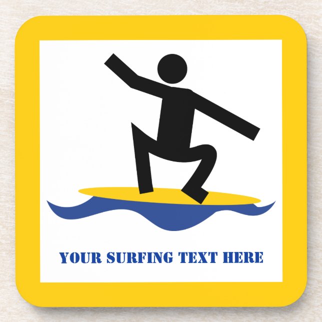Dessous-de-verre Cadeaux de surf, surfer sur sa planche de surf (Devant)