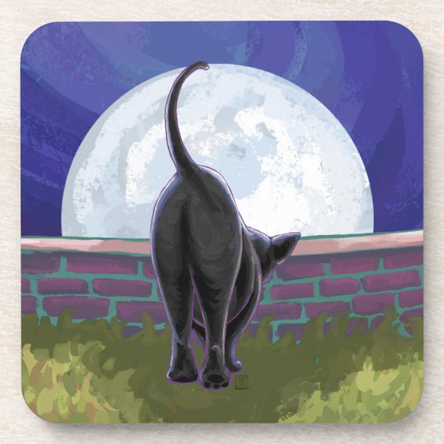 Dessous-de-verre Cadeaux et accessoires de chat noir (Devant)