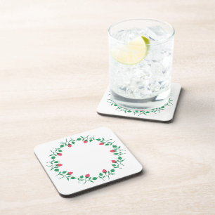 Dessous-de-verre Cadre rond fleuri avec fleurs roses