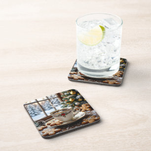 Dessous-de-verre Café chaud et pain d'épices Cookies Noël