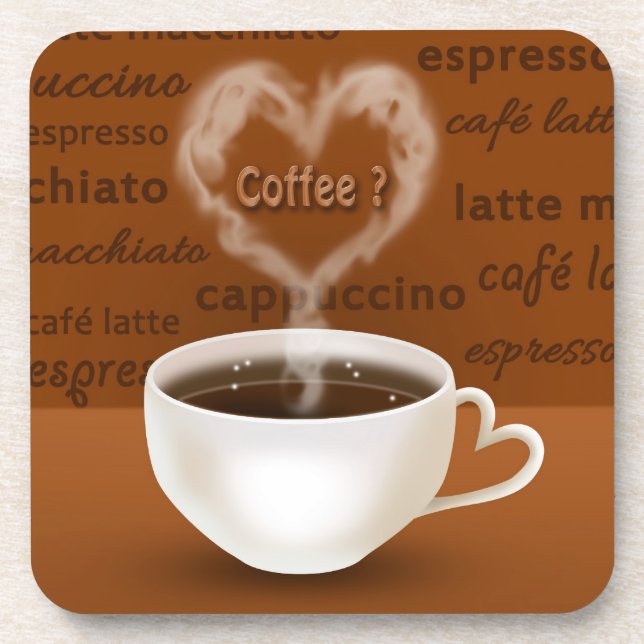 Dessous-de-verre Café ? Fumée en forme de coeur (Devant)