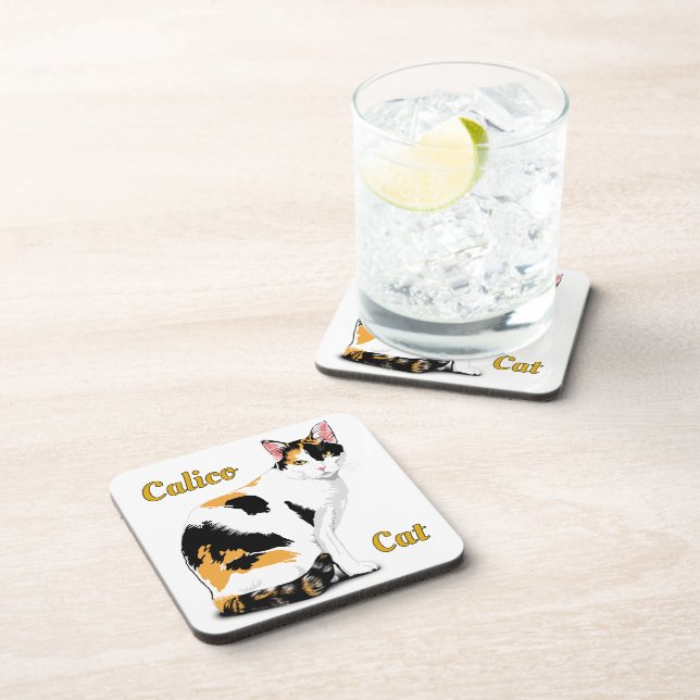 Dessous-de-verre Calico Cat Personnalisé (Côté Droit)