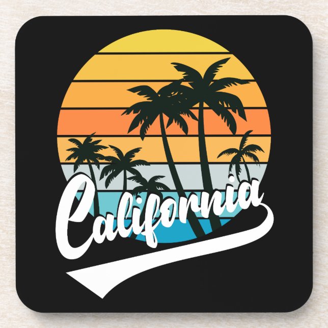Dessous-de-verre Californie Retro Sunset Beverage Coaster (Devant)