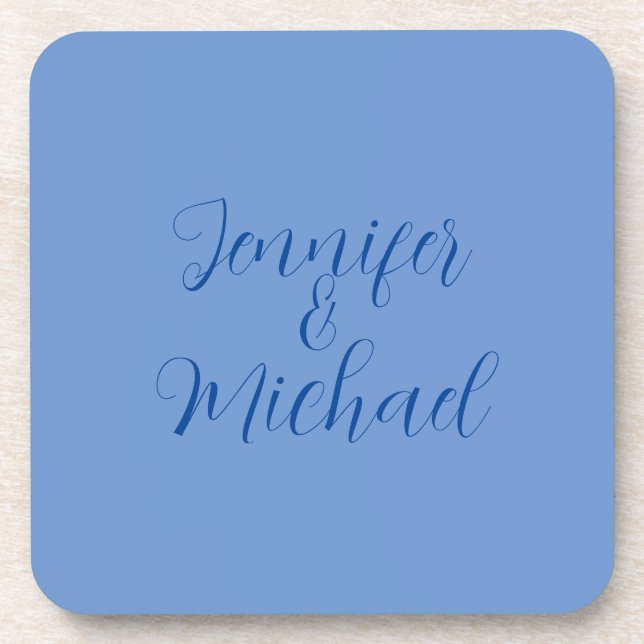 Dessous-de-verre Calligraphie Bleue Classique mariage (Devant)