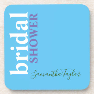 Dessous-de-verre Calligraphie Chic Mariage Minimaliste Bleu