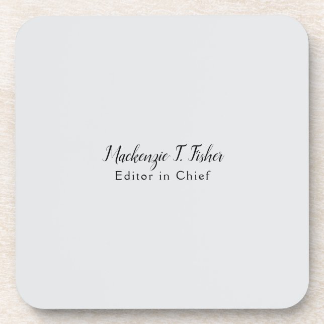 Dessous-de-verre Calligraphie classique Élégante Plaque Gris simple (Devant)