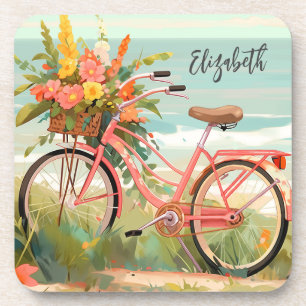 Dessous-de-verre Calligraphie classique Vélo de plage d'été