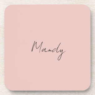 Dessous-de-verre Calligraphie Élégant Rose Or Plaine Nom simple