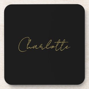 Dessous-de-verre Calligraphie Or Couleur Noir Personnalisé Éditer