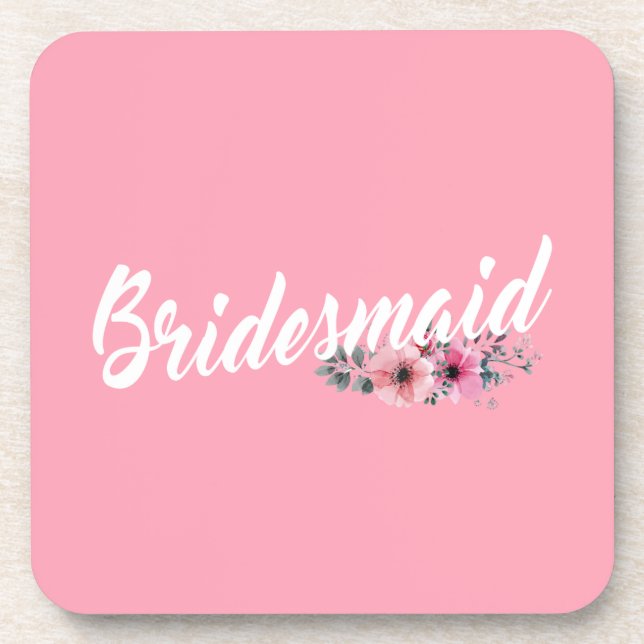 Dessous-de-verre Calligraphie simple du Mariage de Bridesmaid | DES (Devant)