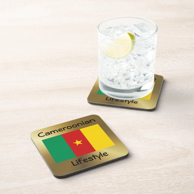 Dessous-de-verre Cameroun Drapeau+Dessous de verre texte (Côté Droit)