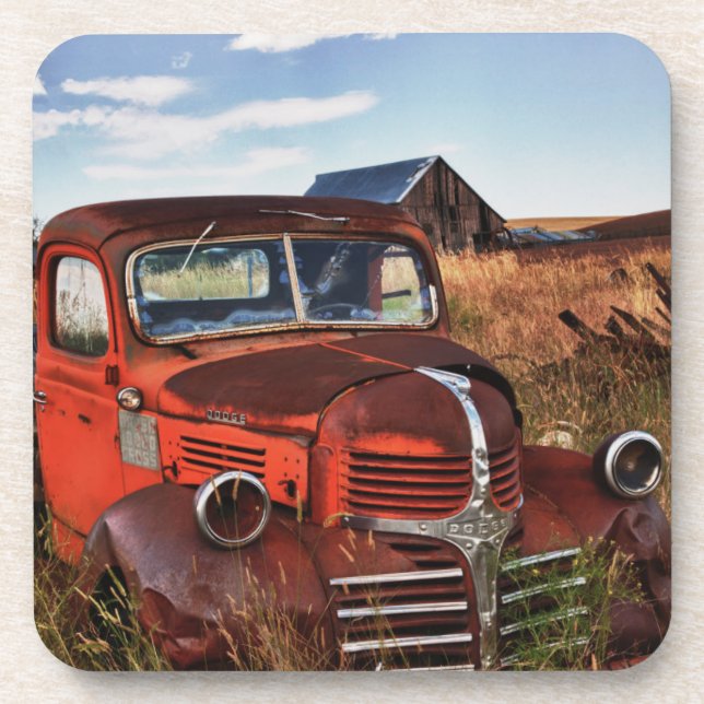 Dessous-de-verre Camion orange de rouillement de Dodge avec la (Devant)
