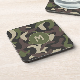Dessous-de-verre Camouflage militaire Vert Motif Brown Monogramme