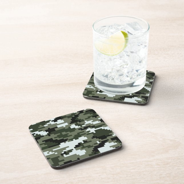 Dessous-de-verre Camouflage urbain numérique à 8 bits / Camo (Côté Droit)
