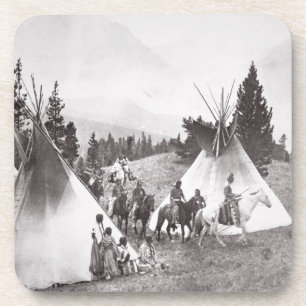 Dessous-de-verre Camp de Teepee de Natif américain, Montana, c.190