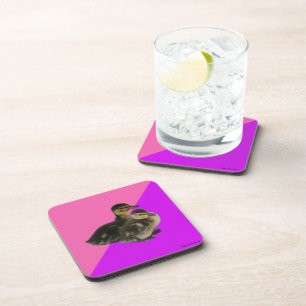 Dessous-de-verre Canetons sur framboise rose et sorbet violet