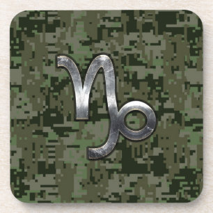 Dessous-de-verre Capricorn Zodiac Connexion vert olive camo numériq