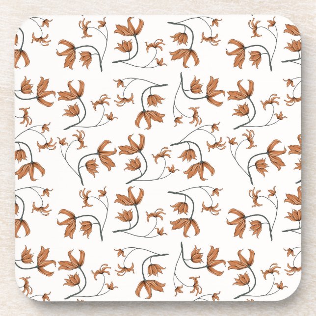 Dessous-de-verre Caramel de pêche taupe florale romantique (Devant)