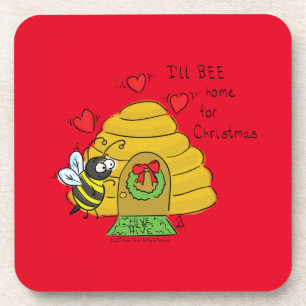 Dessous-de-verre Caricature de Noël Bee Funny Holiday