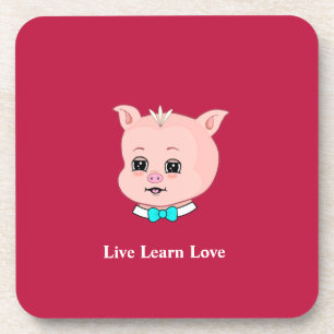 Dessous-de-verre Caricature de petit cochon mignonne, calligraphie 