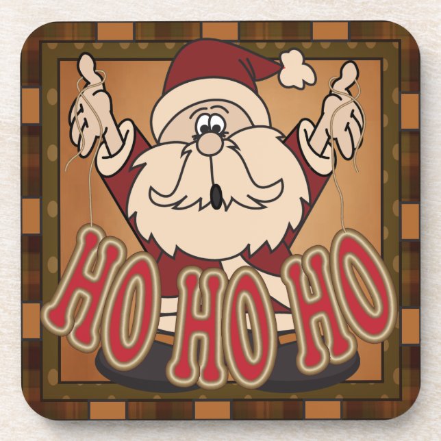 Dessous-de-verre Caricature mignonne Père Noël Ho Ho Ho | Noël (Devant)
