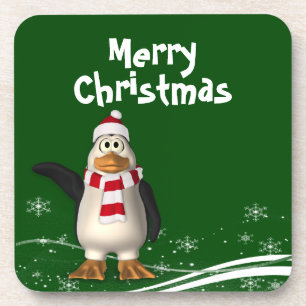 Dessous-de-verre Caricature Noël du Père Noël Penguin