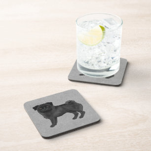 Dessous-de-verre Carlin noir Chien mignon Chien de dessin animé Ani
