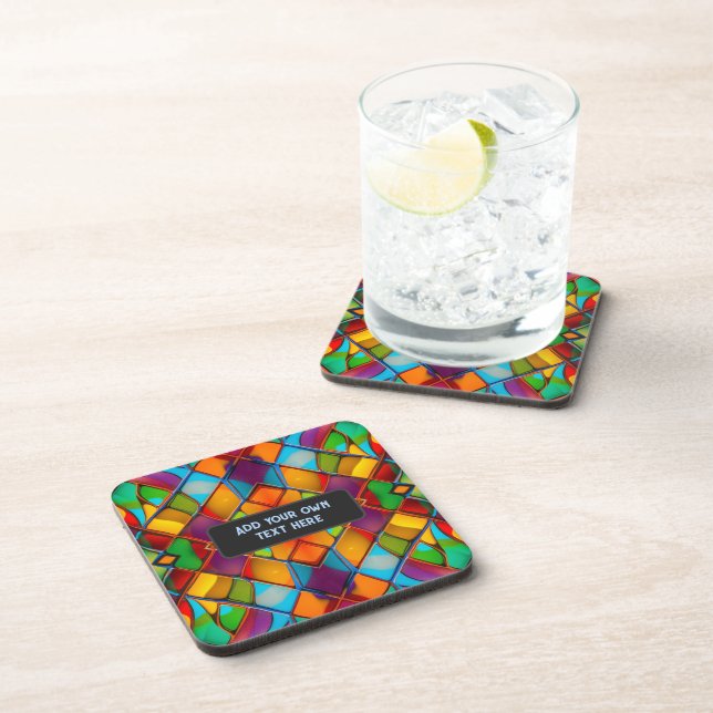 Dessous-de-verre Carnaval coloré de verre avec votre texte vibrant (Côté Droit)