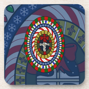 Dessous de verre carré de Noël enjoué