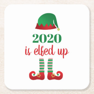 Dessous-de-verre Carré En Papier 2020 Est Elfed Up Funny Noël Disant