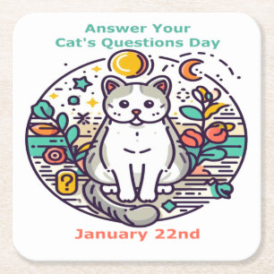 Dessous-de-verre Carré En Papier 22 janvier - Répondre aux questions de votre chat