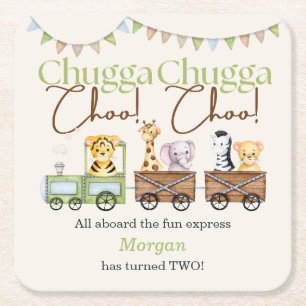 Dessous-de-verre Carré En Papier 2e anniversaire Cute Chugga Watercolor Animal Trai
