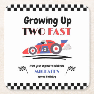 Dessous-de-verre Carré En Papier 2e anniversaire Grossissant deux Fast Red Blue Rac
