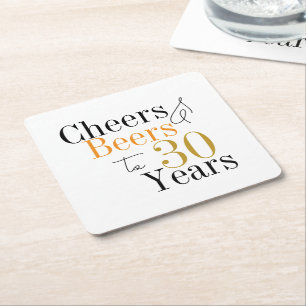 Dessous-de-verre Carré En Papier 30e anniversaire Bières et encouragements Mini Fêt