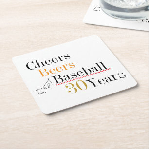 Dessous-de-verre Carré En Papier 30e anniversaire de baseball Soirée de la bière et