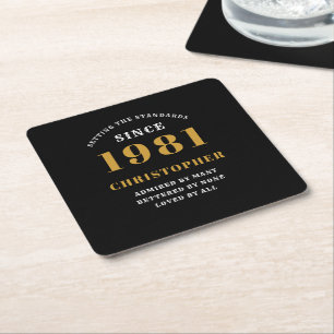 Dessous-de-verre Carré En Papier 40e anniversaire 1981 L'or noir pour lui Personnal