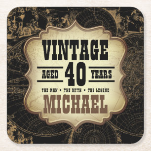 Dessous-de-verre Carré En Papier 40e anniversaire Thème Vintage Black Party