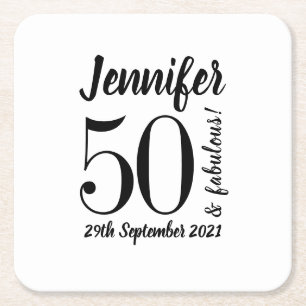 Dessous-de-verre Carré En Papier 50 ans et fabuleux anniversaire Typographie de scr