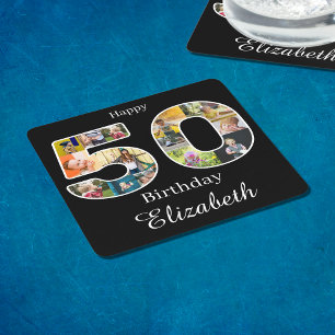 Dessous-de-verre Carré En Papier 50e anniversaire Créez votre propre photo multipho