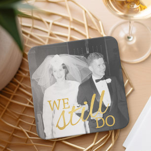 Dessous-de-verre Carré En Papier 50e anniversaire du Mariage Photo personnalisée Go