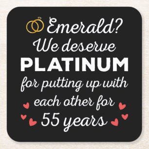 Dessous-de-verre Carré En Papier 55e anniversaire du Mariage I - Emerald Funny Coup