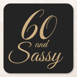 Dessous-de-verre Carré En Papier 60 et Sassy Black Gold Parties scintillant 60e ann