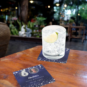 Dessous-de-verre Carré En Papier 60e anniversaire marine bleu argent étoiles photo