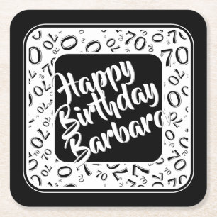 Dessous-de-verre Carré En Papier 70e anniversaire Random Number Motif noir/blanc