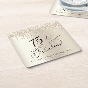 Dessous-de-verre Carré En Papier 75e anniversaire Parties scintillant Gold