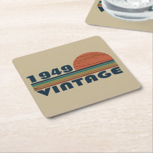 Dessous-de-verre Carré En Papier 75e anniversaire vintage personnalisé
