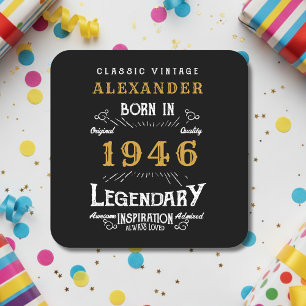 Dessous-de-verre Carré En Papier 80e anniversaire personnalisé 1946 Légende Vintage
