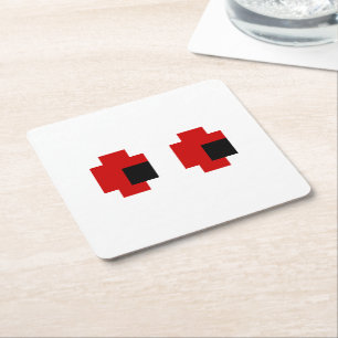 Dessous-de-verre Carré En Papier 8 bits Éffrayants yeux rouges
