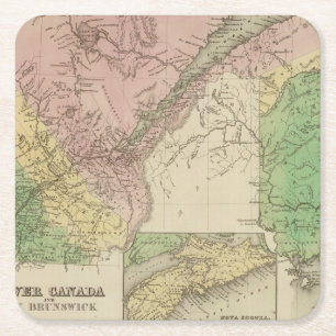 Dessous-de-verre Carré En Papier Abaissez le Canada et le Nouveau Brunswick